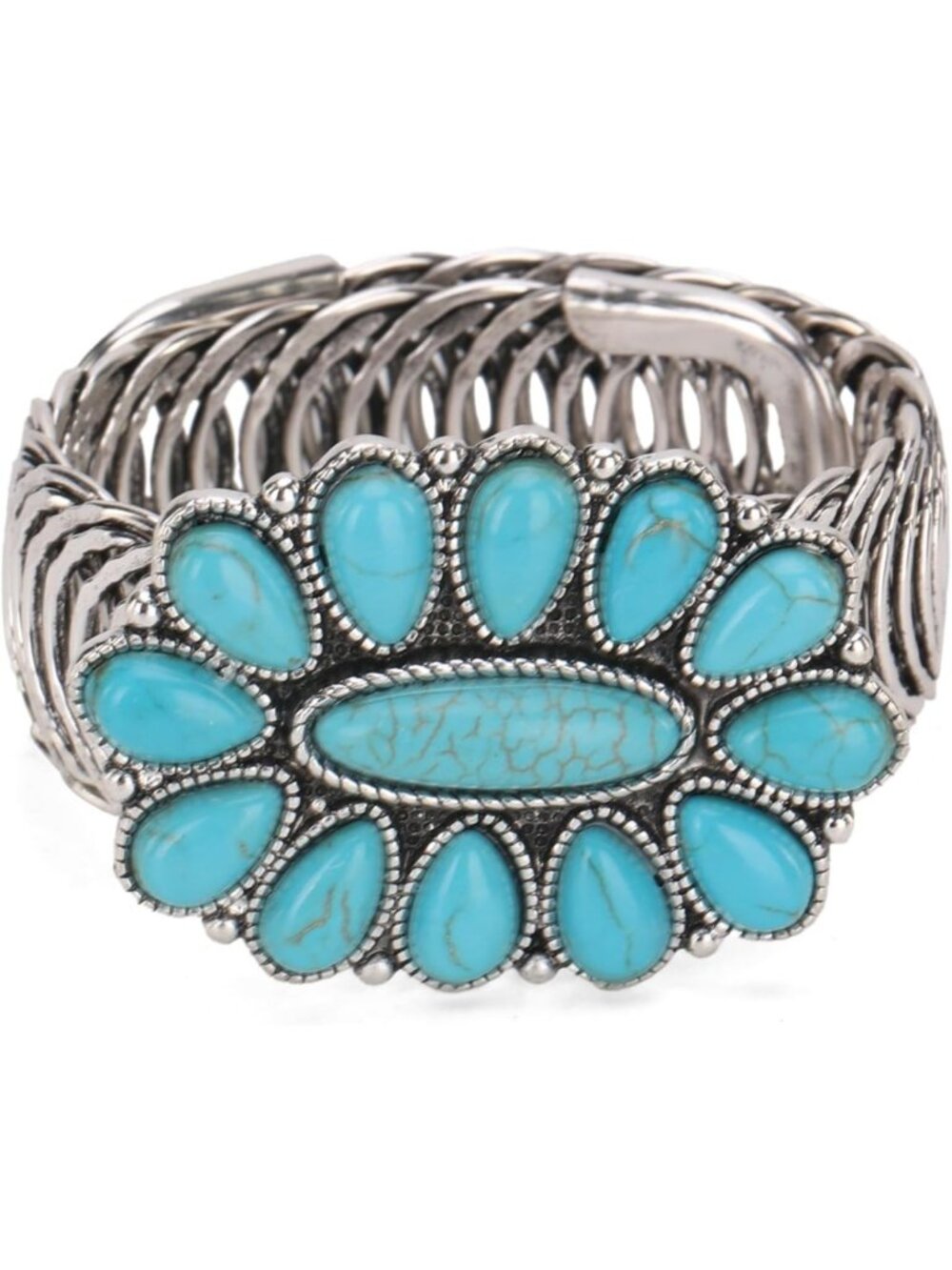 Bohemian Turquoise Cuff Bangle Bracelet for Women - Rustic Cowgirl Style Jewelry
